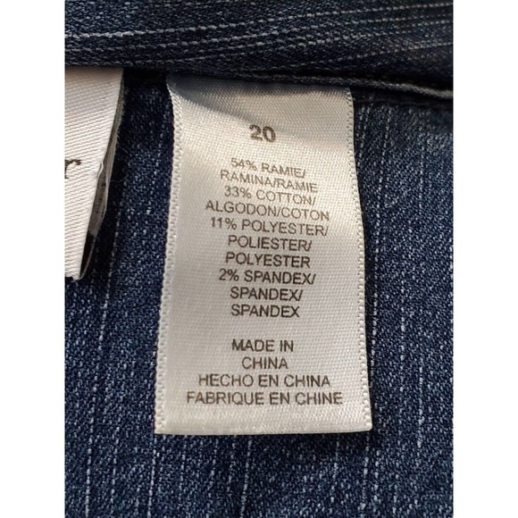 Alfred Dunner Womens Blue Denim Ramie Long Sleeve Buttons Front Jacket Blazer 20 - Picture 7 of 10